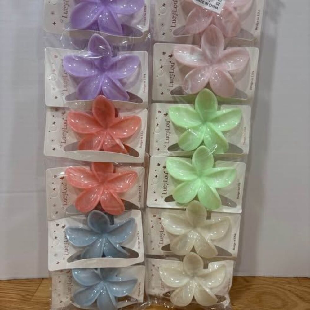12 Pastel Flower Hair Claw Clips – Assorted Wholesale